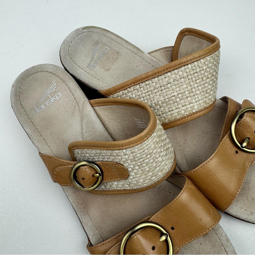 Dansko sandals tan leather comfort low heel size 41 - Picture 4 of 9